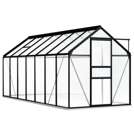 vidaXL Invernadero con estructura base aluminio gris antracita 8,17 m²