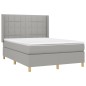 vidaXL Cama box spring colchón y luces LED tela gris claro 140x200 cm vidaXL Cama box spring colchón y luces LED tela gris claro 140x200 cm