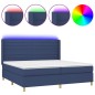 vidaXL Cama box spring colchón y luces LED tela azul 200x200 cm vidaXL Cama box spring colchón y luces LED tela azul 200x200 cm