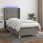 vidaXL Cama box spring colchón y luces LED tela gris oscuro 90x200 cm vidaXL Cama box spring colchón y luces LED tela gris oscuro 90x200 cm