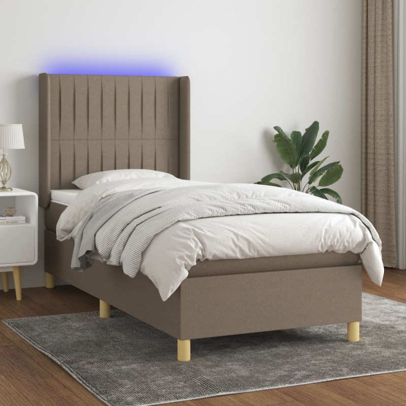 vidaXL Cama box spring colchón y luces LED gris taupe 80x200 cm vidaXL Cama box spring colchón y luces LED gris taupe 80x200 cm