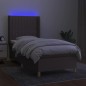 vidaXL Cama box spring colchón y luces LED gris taupe 80x200 cm vidaXL Cama box spring colchón y luces LED gris taupe 80x200 cm