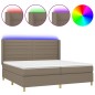 vidaXL Cama box spring colchón y luces LED tela gris taupe 200x200 cm