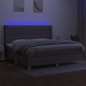 vidaXL Cama box spring colchón y luces LED tela gris taupe 200x200 cm