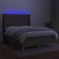 vidaXL Cama box spring colchón y luces LED tela gris taupe 140x190 cm vidaXL Cama box spring colchón y luces LED tela gris taupe 140x190 cm