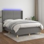 vidaXL Cama box spring colchón y luces LED tela gris oscuro 140x200 cm vidaXL Cama box spring colchón y luces LED tela gris oscuro 140x200 cm