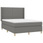 vidaXL Cama box spring colchón y luces LED tela gris oscuro 140x200 cm vidaXL Cama box spring colchón y luces LED tela gris oscuro 140x200 cm