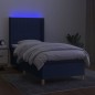 vidaXL Cama box spring colchón y luces LED tela azul 100x200 cm vidaXL Cama box spring colchón y luces LED tela azul 100x200 cm