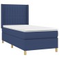 vidaXL Cama box spring colchón y luces LED tela azul 100x200 cm vidaXL Cama box spring colchón y luces LED tela azul 100x200 cm