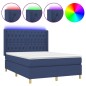 vidaXL Cama box spring colchón y luces LED tela azul 140x190 cm vidaXL Cama box spring colchón y luces LED tela azul 140x190 cm