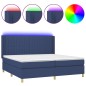 vidaXL Cama box spring colchón y luces LED tela azul 200x200 cm vidaXL Cama box spring colchón y luces LED tela azul 200x200 cm