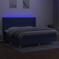 vidaXL Cama box spring colchón y luces LED tela azul 200x200 cm vidaXL Cama box spring colchón y luces LED tela azul 200x200 cm