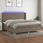 vidaXL Cama box spring colchón y luces LED tela gris taupe 200x200 cm vidaXL Cama box spring colchón y luces LED tela gris taupe 200x200 cm