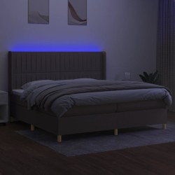 vidaXL Cama box spring colchón y luces LED tela gris taupe 200x200 cm
