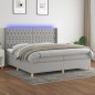 vidaXL Cama box spring con colchón tela y LED gris claro 200x200 cm vidaXL Cama box spring con colchón tela y LED gris claro 200x200 cm