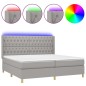 vidaXL Cama box spring con colchón tela y LED gris claro 200x200 cm vidaXL Cama box spring con colchón tela y LED gris claro 200x200 cm
