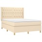 vidaXL Cama box spring colchón y luces LED tela crema 140x200 cm vidaXL Cama box spring colchón y luces LED tela crema 140x200 cm