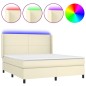 vidaXL Cama box spring colchón y LED cuero sintético crema 180x200 cm vidaXL Cama box spring colchón y LED cuero sintético crema 180x200 cm