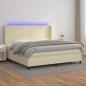 vidaXL Cama box spring colchón y LED cuero sintético crema 200x200 cm vidaXL Cama box spring colchón y LED cuero sintético crema 200x200 cm