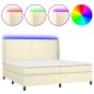 vidaXL Cama box spring colchón y LED cuero sintético crema 200x200 cm vidaXL Cama box spring colchón y LED cuero sintético crema 200x200 cm