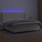 vidaXL Cama box spring colchón y LED cuero sintético crema 200x200 cm vidaXL Cama box spring colchón y LED cuero sintético crema 200x200 cm