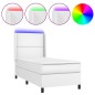 vidaXL Cama box spring y colchón LED cuero sintético blanco 90x200 cm vidaXL Cama box spring y colchón LED cuero sintético blanco 90x200 cm