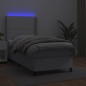 vidaXL Cama box spring y colchón LED cuero sintético blanco 90x200 cm vidaXL Cama box spring y colchón LED cuero sintético blanco 90x200 cm