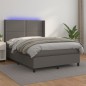 vidaXL Cama box spring colchón y LED cuero sintético gris 140x190 cm vidaXL Cama box spring colchón y LED cuero sintético gris 140x190 cm