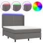 vidaXL Cama box spring colchón y LED cuero sintético gris 140x190 cm vidaXL Cama box spring colchón y LED cuero sintético gris 140x190 cm