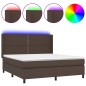 vidaXL Cama box spring colchón y LED cuero sintético marrón 180x200 cm