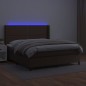 vidaXL Cama box spring colchón y LED cuero sintético marrón 180x200 cm