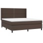 vidaXL Cama box spring colchón y LED cuero sintético marrón 180x200 cm