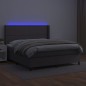 vidaXL Cama box spring colchón y LED cuero sintético gris 160x200 cm vidaXL Cama box spring colchón y LED cuero sintético gris 160x200 cm