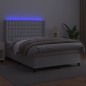 vidaXL Cama box spring colchón y LED cuero sintético blanco 140x190 cm vidaXL Cama box spring colchón y LED cuero sintético blanco 140x190 cm