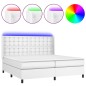 vidaXL Cama box spring colchón y LED cuero sintético blanco 200x200 cm vidaXL Cama box spring colchón y LED cuero sintético blanco 200x200 cm
