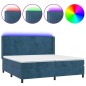 vidaXL Cama box spring colchón y LED terciopelo azul oscuro 200x200 cm vidaXL Cama box spring colchón y LED terciopelo azul oscuro 200x200 cm