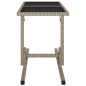 vidaXL Mesa de jardín de vidrio y ratán sintético beige 110x53x72 cm vidaXL Mesa de jardín de vidrio y ratán sintético beige 110x53x72 cm