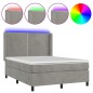 vidaXL Cama box spring colchón y LED terciopelo gris claro 140x190 cm vidaXL Cama box spring colchón y LED terciopelo gris claro 140x190 cm