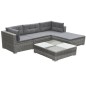 vidaXL Set de muebles de jardín 5 pzas y cojines ratán sintético gris vidaXL Set de muebles de jardín 5 pzas y cojines ratán sintético gris