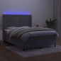 vidaXL Cama box spring colchón y LED terciopelo gris claro 140x190 cm vidaXL Cama box spring colchón y LED terciopelo gris claro 140x190 cm