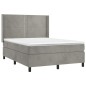 vidaXL Cama box spring colchón y LED terciopelo gris claro 140x190 cm vidaXL Cama box spring colchón y LED terciopelo gris claro 140x190 cm