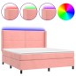 vidaXL Cama box spring colchón y LED terciopelo rosa 180x200 cm vidaXL Cama box spring colchón y LED terciopelo rosa 180x200 cm
