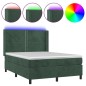 vidaXL Cama box spring colchón y LED terciopelo verde oscuro 140x200cm vidaXL Cama box spring colchón y LED terciopelo verde oscuro 140x200cm