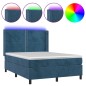 vidaXL Cama box spring colchón y LED terciopelo azul oscuro 140x190 cm vidaXL Cama box spring colchón y LED terciopelo azul oscuro 140x190 cm