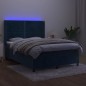 vidaXL Cama box spring colchón y LED terciopelo azul oscuro 140x190 cm vidaXL Cama box spring colchón y LED terciopelo azul oscuro 140x190 cm