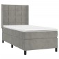 vidaXL Cama box spring colchón y LED terciopelo gris claro 80x200 cm vidaXL Cama box spring colchón y LED terciopelo gris claro 80x200 cm