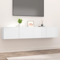 vidaXL Muebles TV 2 uds madera contrachapada blanco brillo 80x30x30 cm