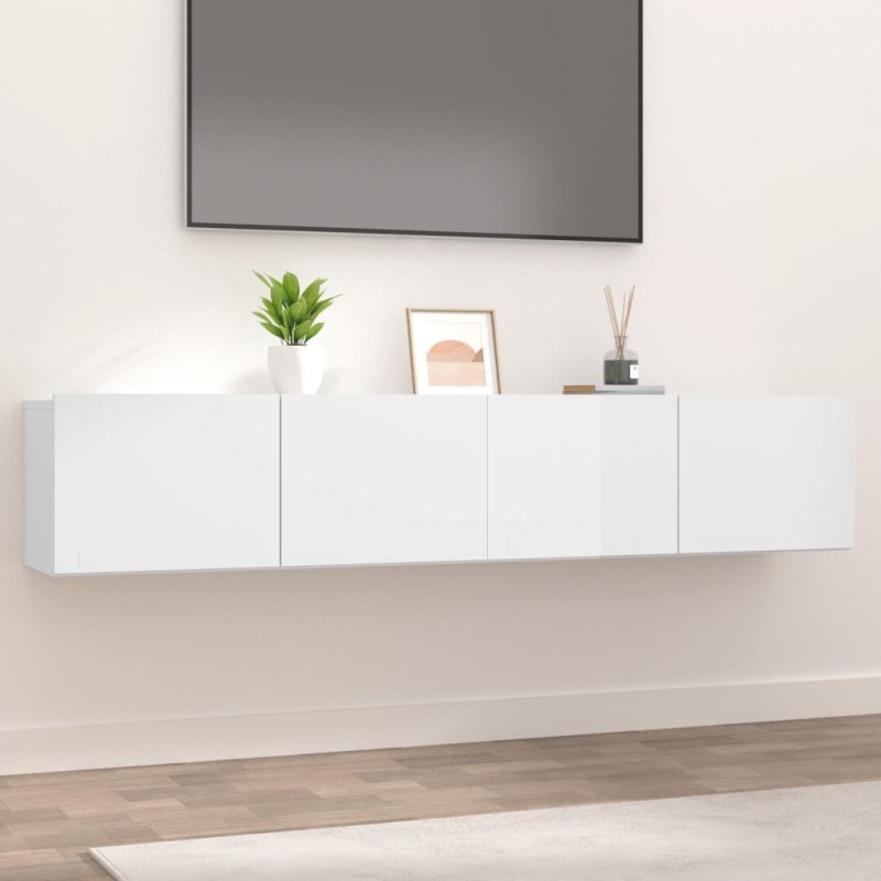 vidaXL Muebles TV 2 uds madera contrachapada blanco brillo 80x30x30 cm vidaXL Muebles TV 2 uds madera contrachapada blanco brillo 80x30x30 cm