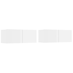vidaXL Muebles TV 2 uds madera contrachapada blanco brillo 80x30x30 cm