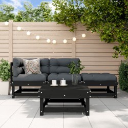 vidaXL Juego de muebles de jardín 4 pzas madera maciza de pino negro